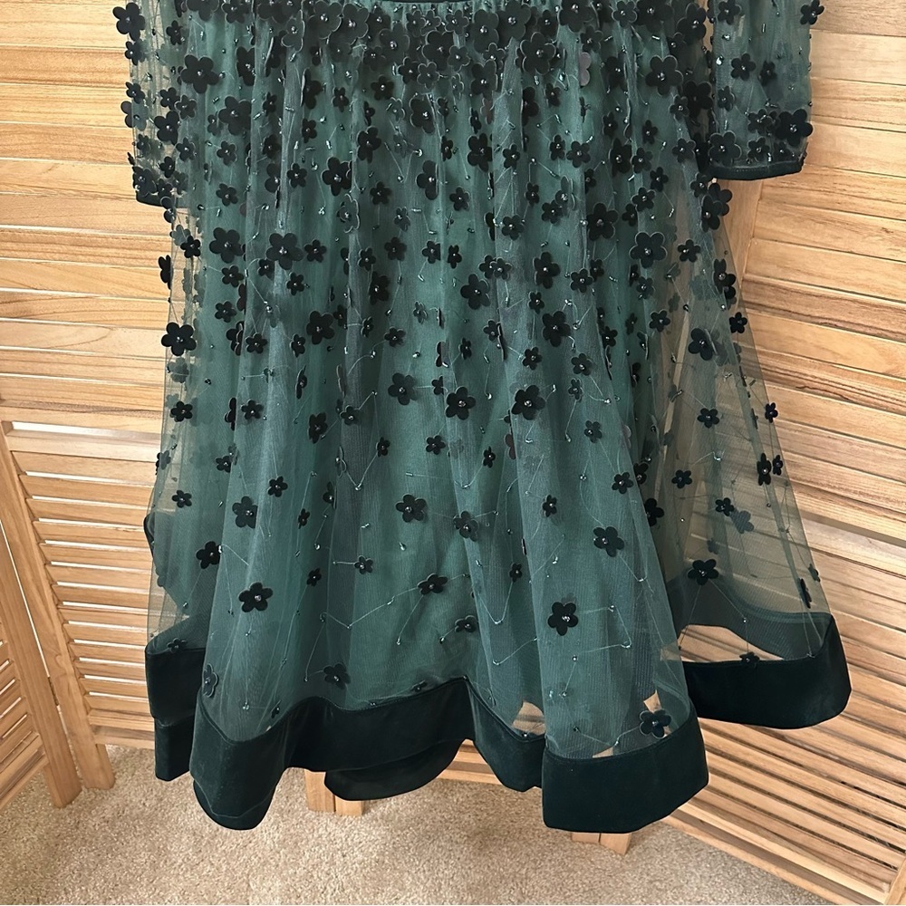 Mac Duggal Embellished Illusion High Neck Long Sleeve Fit & Flare Dress size XL - Picture 5 of 9